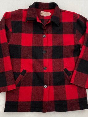 Vintage 1980s Bemidji Woolen Mills Buffalo Red Plaid Wool Hunting Jacket Men's S